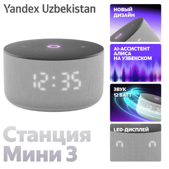 Яндекс Станция Мини 3 с Алисой Серый