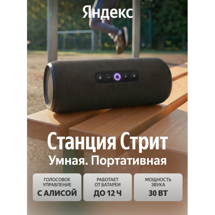 Яндекс Портативная Станция Стрит с Алисой Черный