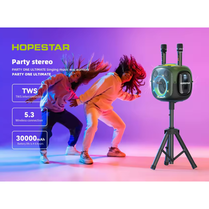 Акустическая беспроводная колонка Hopestar Party One + 2 Microphone