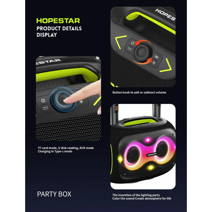 Акустическая беспроводная колонка Hopestar Party Box + 2 Microphone