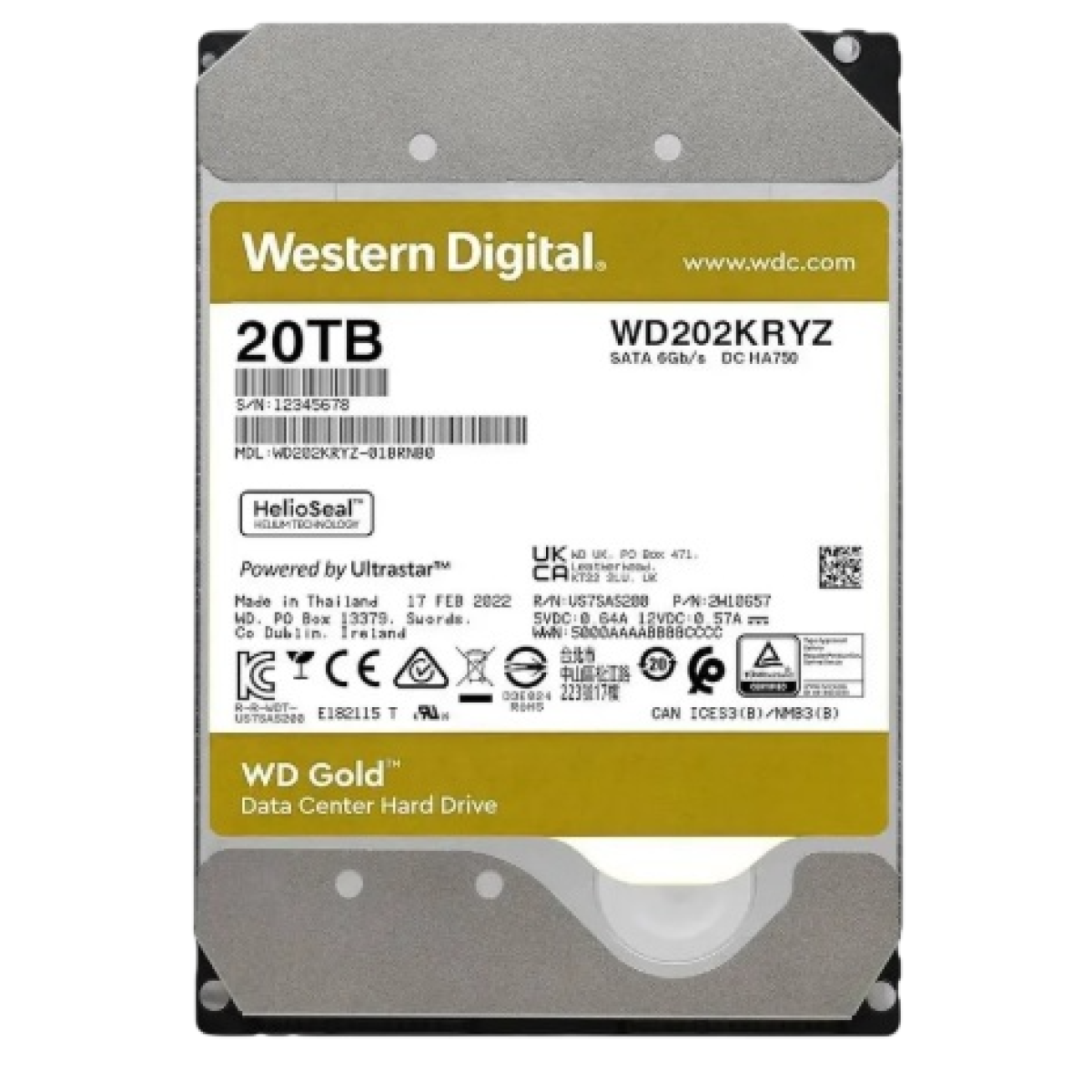 Жёсткий диск HDD Western Digital 20TB Gold
