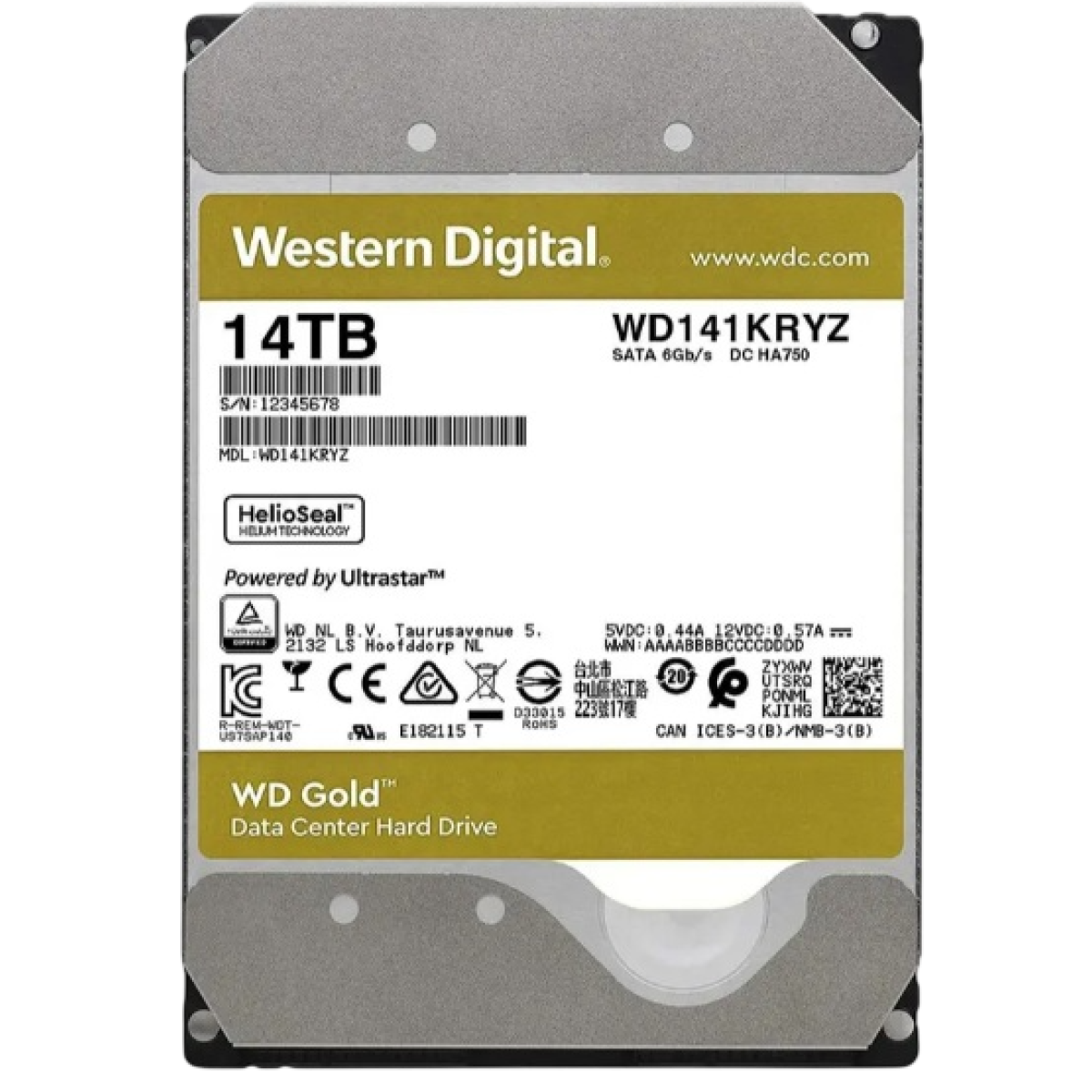 Жёсткий диск HDD Western Digital Gold 14TB 