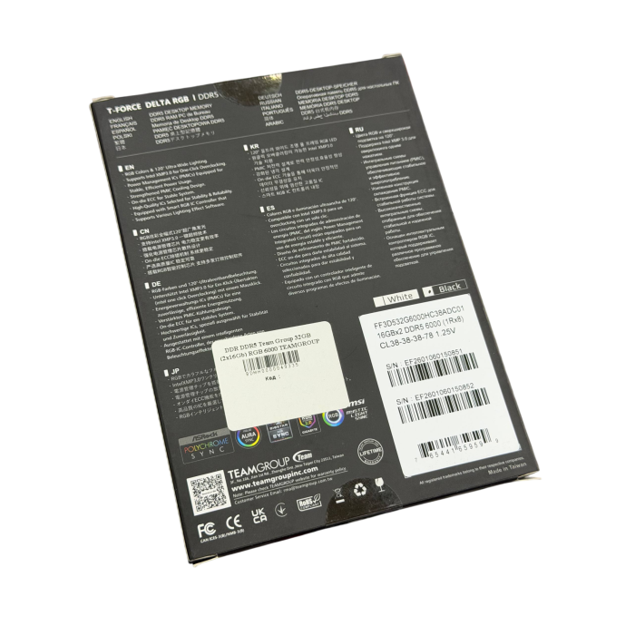 3 Оперативная память DDR5 T-Force Delta RGB 16GB 6000MHz / Black