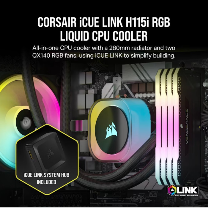 Система водяное охлаждения Corsair Icue H115i Link RGB / Black