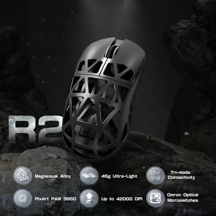 Мышь игровая беспроводная Attack Shark R2 Magnesium Alloy PAW3950 / Grey