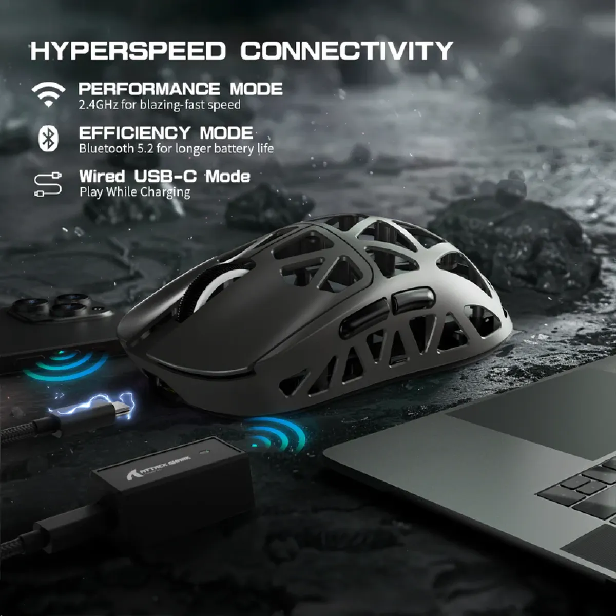 Мышь игровая беспроводная Attack Shark R2 Magnesium Alloy PAW3950 / Grey