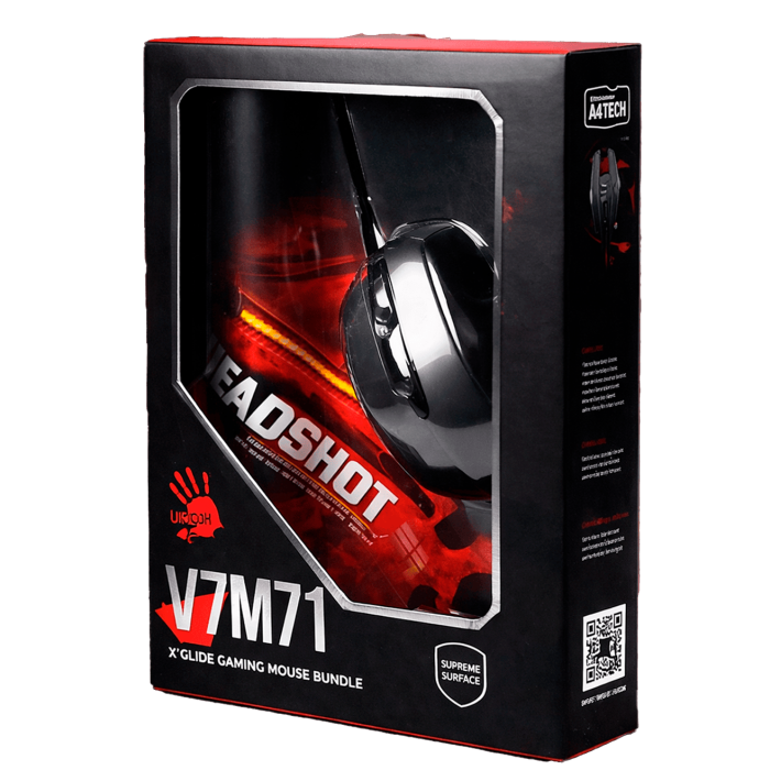 Комплект игровой (мышь проводная с ковриком) Bloody V7M71 Gaming / Black