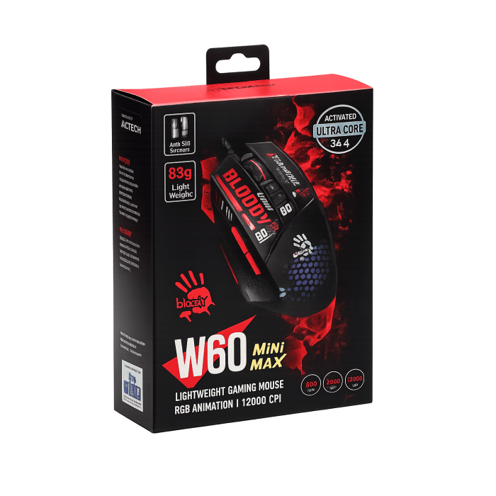 Мышь игровая проводная Bloody W60MAX Mini Honeycomb Gaming RGB / Black