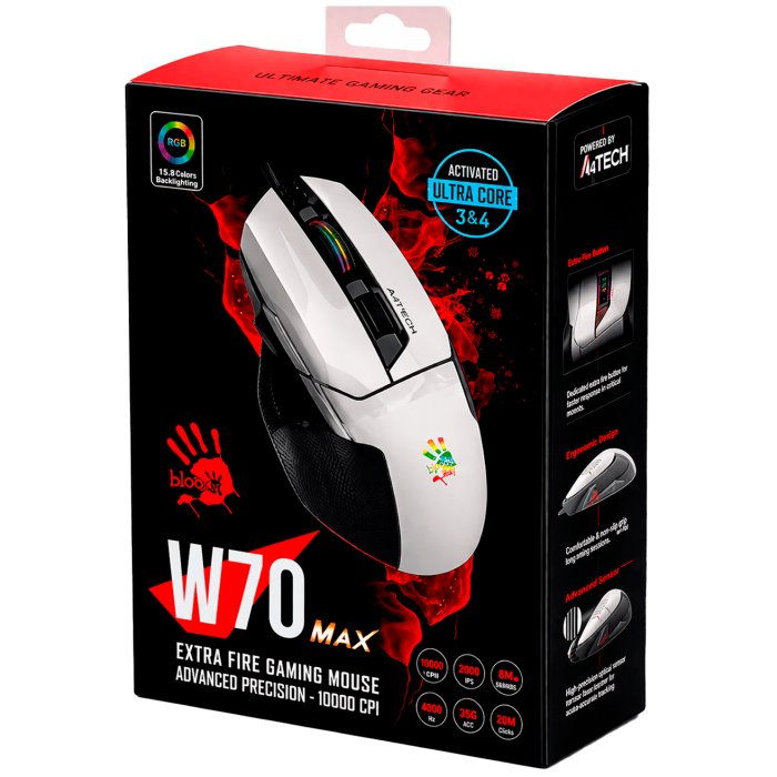 Мышь игровая проводная Bloody W70MAX Gaming RGB / Panda White