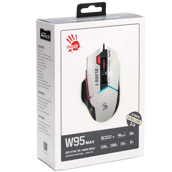Мышь игровая проводная Bloody W95MAX Sports Navy Gaming RGB / White
