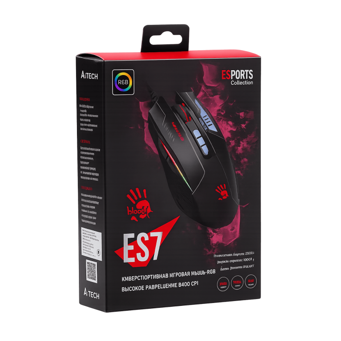 Мышь игровая проводная Bloody ES7 ESports Gaming RGB / Black