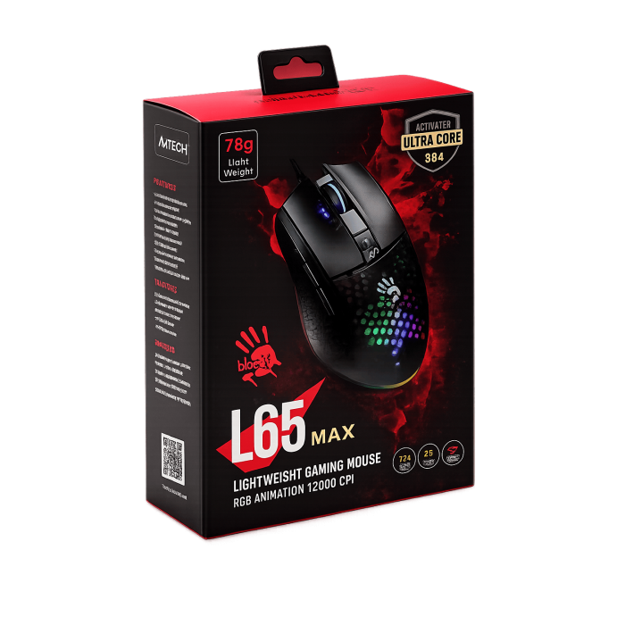 Мышь игровая проводная Bloody L65MAX Honeycomb Gaming RGB / Black