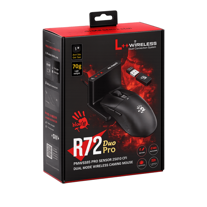 Мышь игровая беспроводная Bloody R72 Pro Duo Gaming / Black