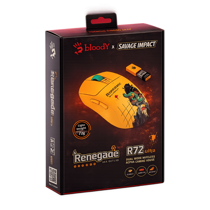 Мышь игровая беспроводная Bloody R72 Ultra Duo Renegade Sunset Gaming / Yellow