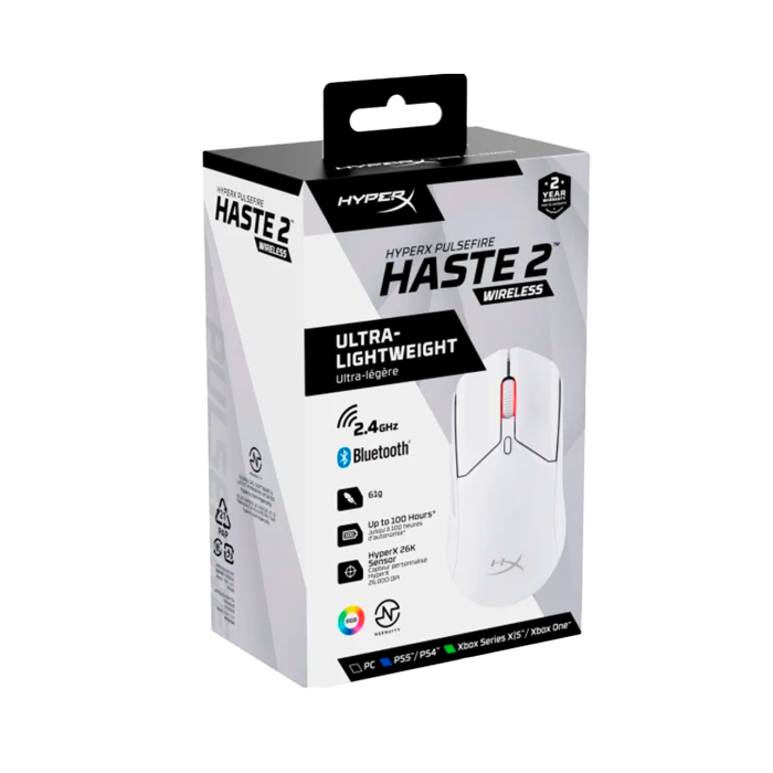 Мышь игровая беспроводная HyperX Pulsefire Haste 2 Core Wireless Gaming / White