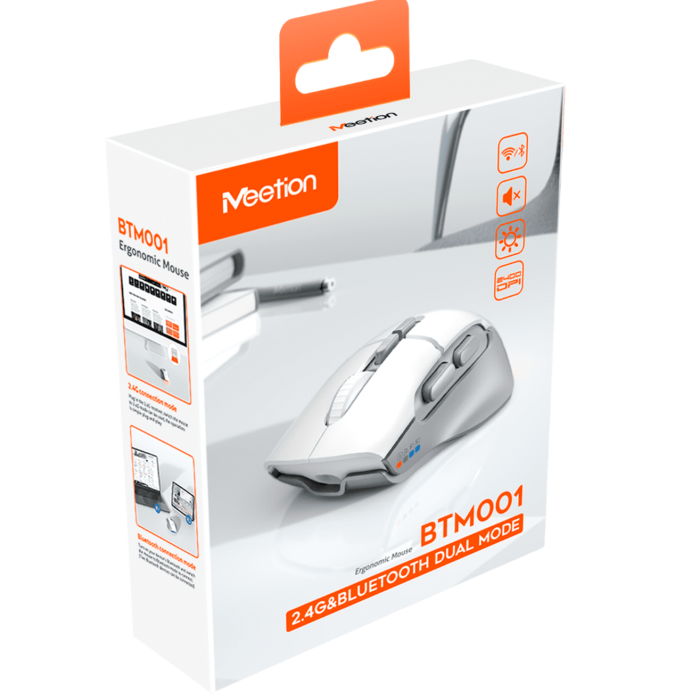 Мышь беспроводная Meetion BTM001 / White+Gray