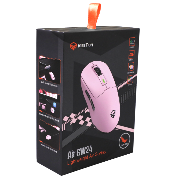 Мышь игровая беспроводная Meetion GW24 Gaming / Pink