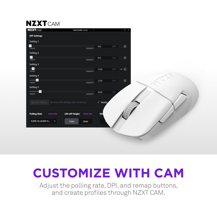 Мышь игровая беспроводная NZXT Lift Elite Wireless / White