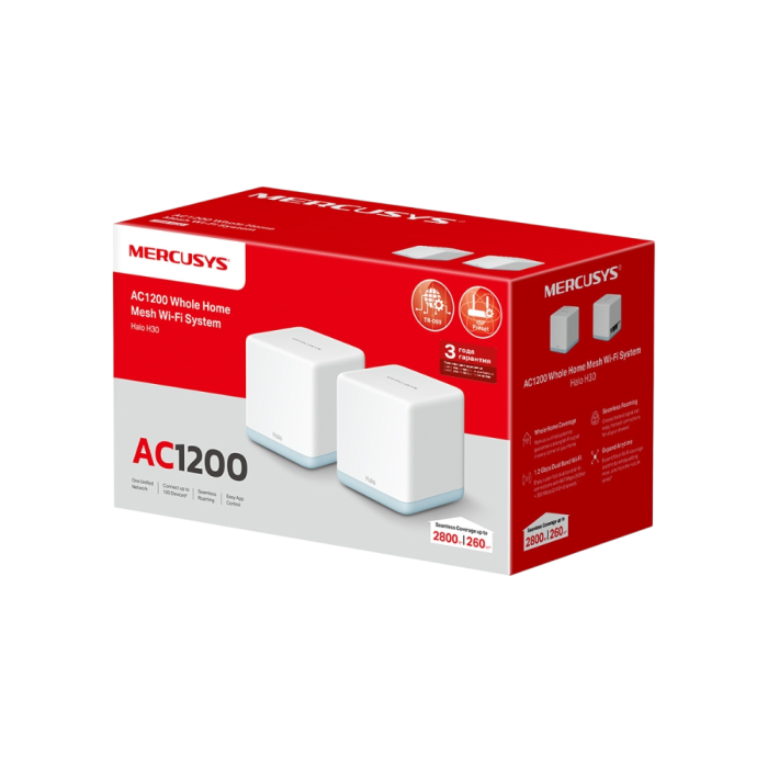 Mercusys Halo H30(2-pack) AC1200 Whole Home Mesh Wi-Fi System