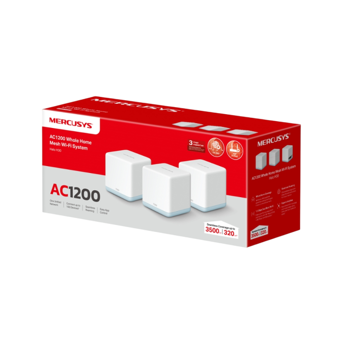 Mercusys Halo H30(3-pack) AC1200 Whole Home Mesh Wi-Fi System