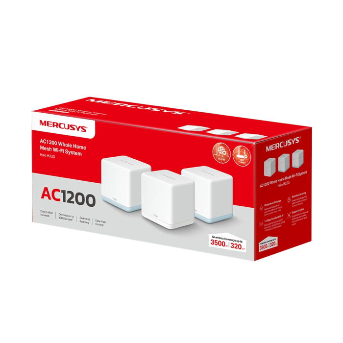 Mercusys Halo H32G(3-pack) AC1200 Whole Home Mesh Wi-Fi System 3-pack: 1× Halo H30G + 2× Halo H30