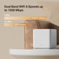 Mercusys Halo H60X(2-pack) AX1500 Whole Home Mesh Wi-Fi 6 System 2-pack: 1× Halo H60XR + 1× Halo H60XS