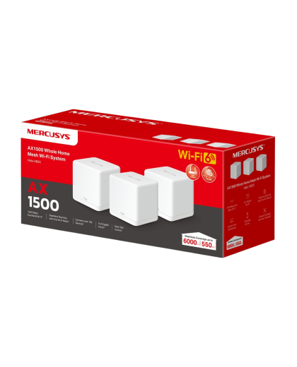 Mercusys Halo H60X(3-pack) AX1500 Whole Home Mesh Wi-Fi 6 System 3-pack: 1× Halo H60XR + 2× Halo H60XS