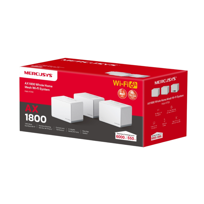 Mercusys Halo H70X(3-pack) AX1800 Whole Home Mesh Wi-Fi 6 System