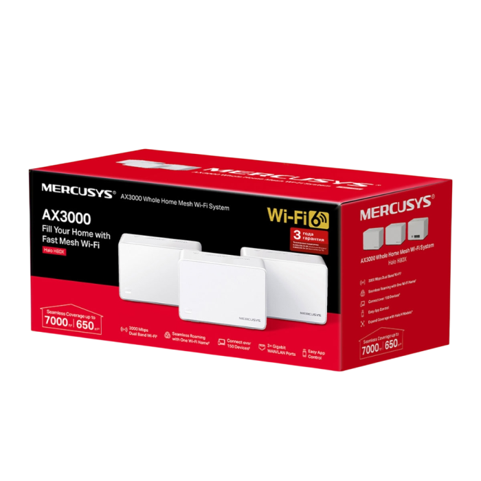 Mercusys Halo H80X(3-pack) AX3000 Whole Home Mesh Wi-Fi 6 System