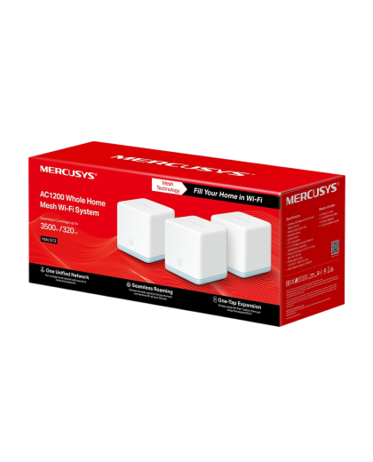 Mercusys Halo S12 (3-pack) AC1200 Whole Home Mesh Wi-Fi System 300 Mbps at 2.4 GHz + 867 Mbps at 5 GHz
