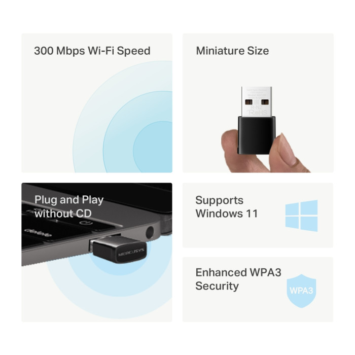 Mercusys MA12N N300 Nano Wi-Fi USB Adapter