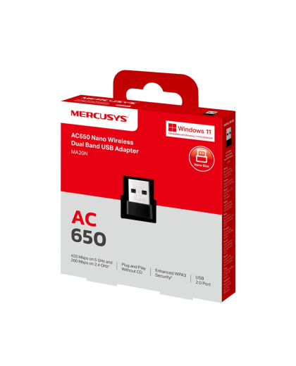 Mercusys MA20N AC650 Nano Wi-Fi USB Adapter