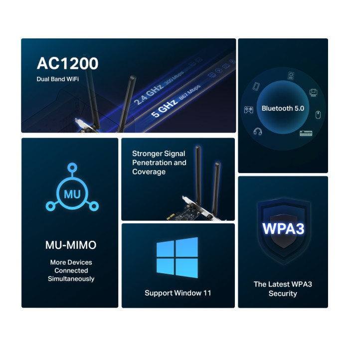 Mercusys MA30E AC1200 Dual-Band Wi-Fi Bluetooth PCI Express Adapter