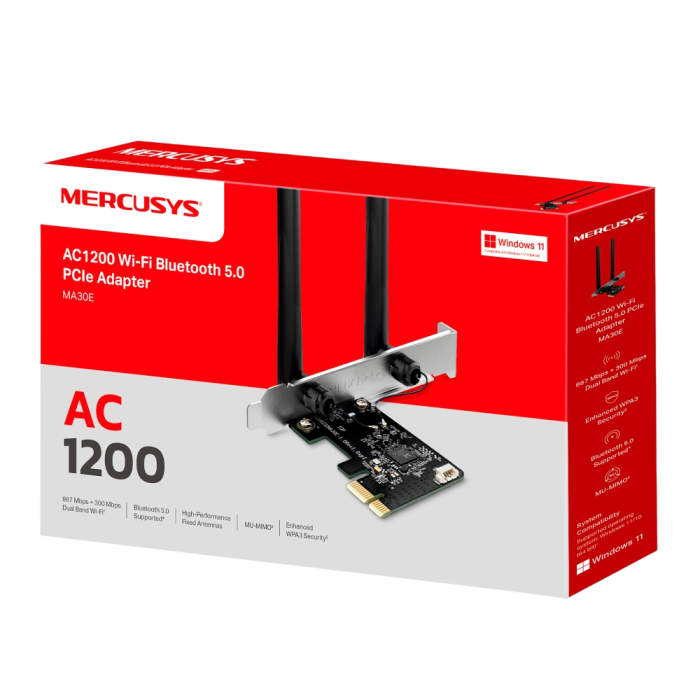 Mercusys MA30E AC1200 Dual-Band Wi-Fi Bluetooth PCI Express Adapter