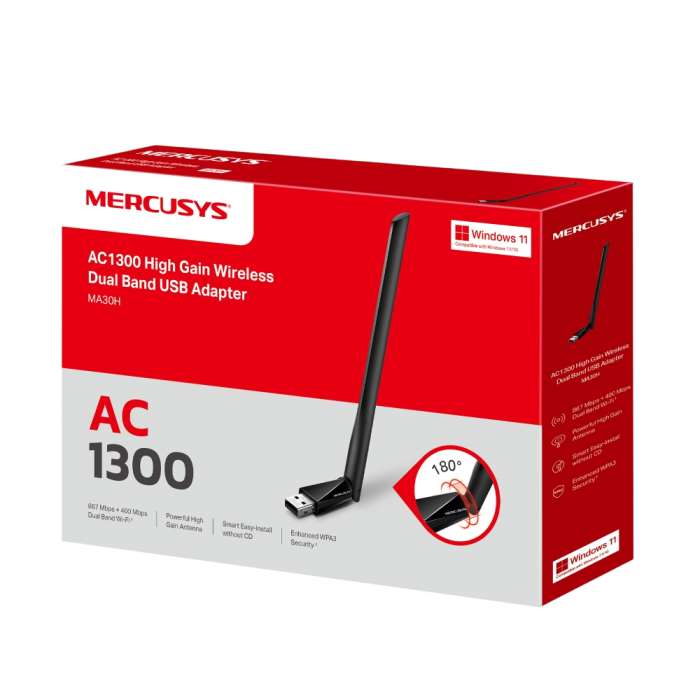 Mercusys MA30H AC1300 High Gain Wi-Fi USB Adapter