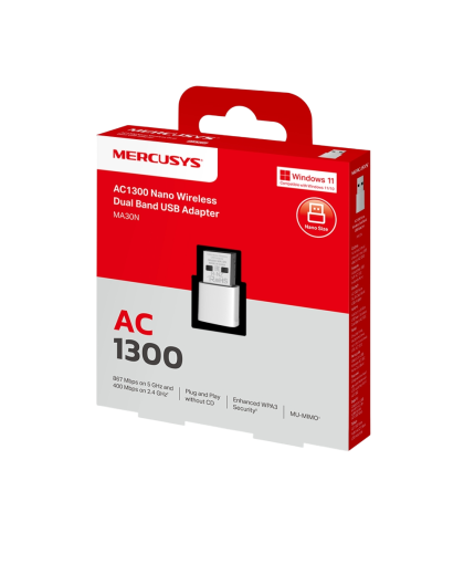 Mercusys MA30N AC1300 Nano Wireless Dual Band USB Adapter