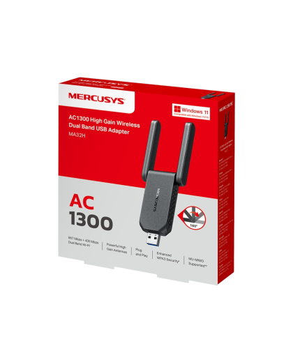 Mercusys MA32H AC1300 High Gain Wi-Fi USB Adapter