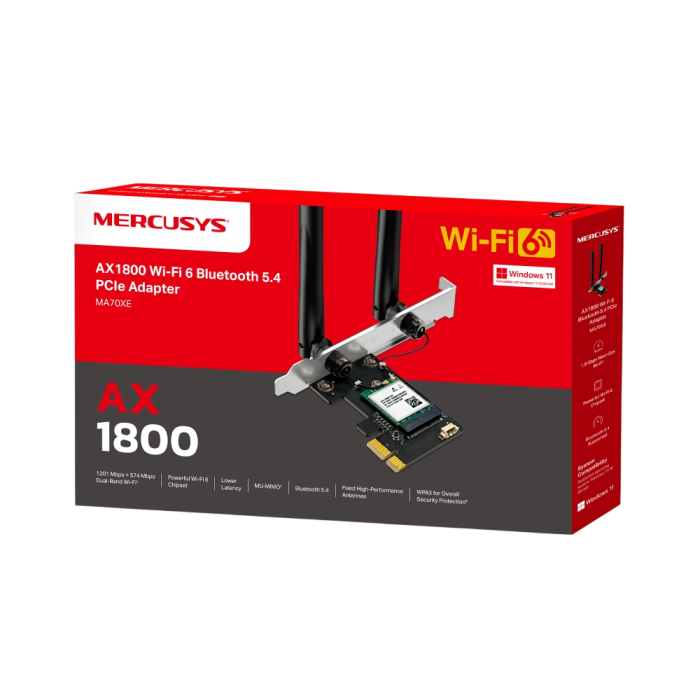 Mercusys MA70XE AX1800 Dual-Band Wi-Fi 6 Bluetooth PCI Express Adapter