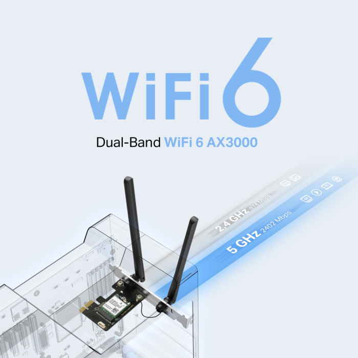 Mercusys MA80XE AX3000 Dual-Band Wi-Fi 6 Bluetooth PCI Express Adapter
