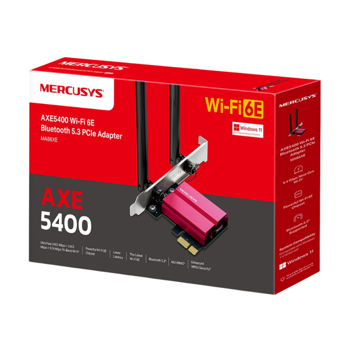 Mercusys MA86XE AXE5400 Tri-Band Wi-Fi 6E Bluetooth PCI Express Adapter