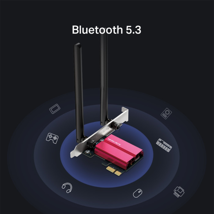 Mercusys MA86XE AXE5400 Tri-Band Wi-Fi 6E Bluetooth PCI Express Adapter