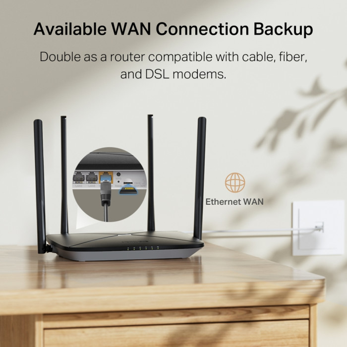 Mercusys MB115-4G N300 Wi-Fi 4G LTE Router, Build-In 150Mbps 4G LTE Modem
