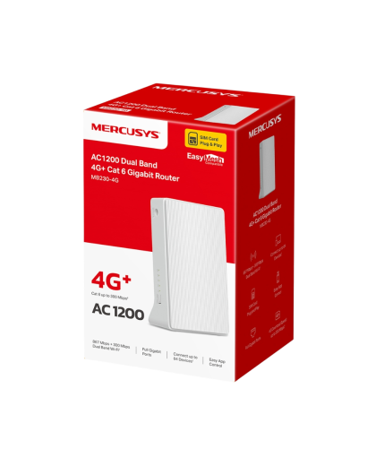 Mercusys MB230-4G AC1200 Wi-Fi 4G+ LTE Router, Build-In 300Mbps 4G LTE Modem