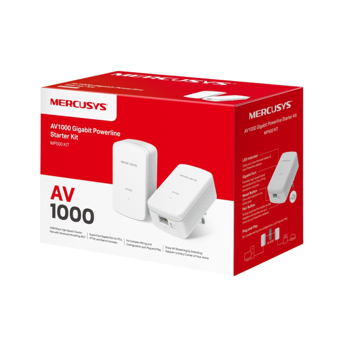 Mercusys MP500 KIT AV1000 Gigabit Powerline Starter Kit KIT: 2× MP500