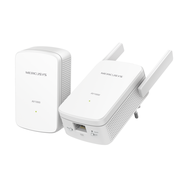 Mercusys MP510 KIT AV1000 Gigabit Powerline N300 Wi-Fi Kit KIT: 1× MP510 + 1× MP500 MP510：SPEED: 300 Mbps at 2.4 GHz, 1000 Mbps Powerline