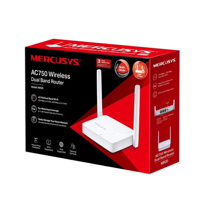 Mercusys MR20 AC750 Dual-Band Wi-Fi Router