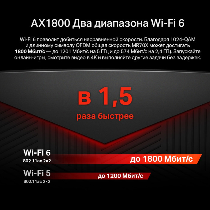 Mercusys MR70X AX1800 Dual-Band Wi-Fi 6 Router