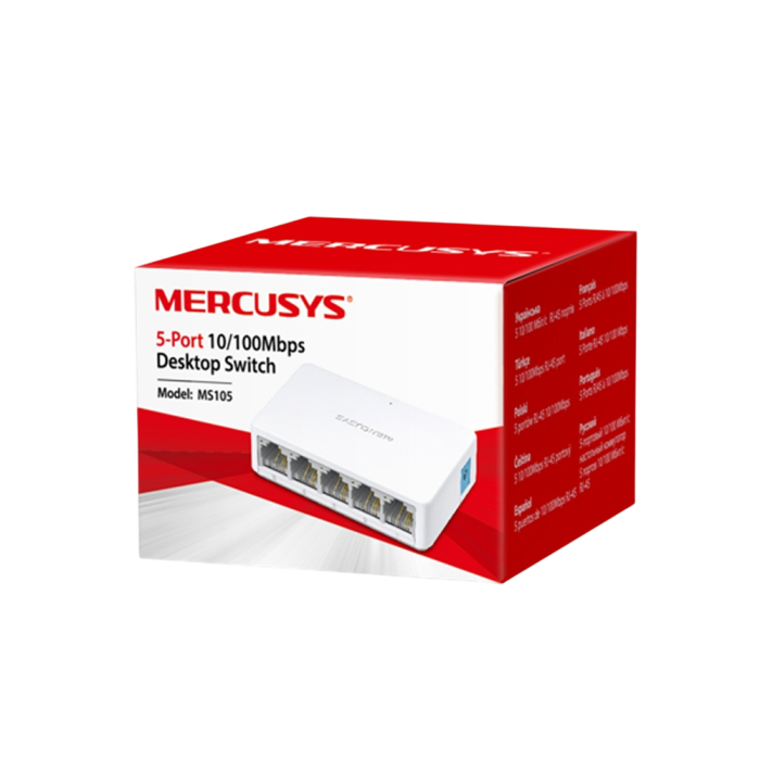 Mercusys MS105 5-Port 10/100Mbps Desktop Switch PORT: 5× 10/100 Mbps Ports