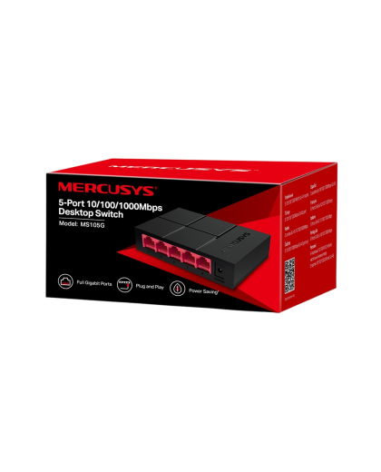 Mercusys MS105G 5-Port Gigabit Desktop Switch PORT: 5× Gigabit Ports