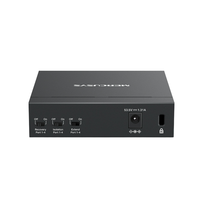 Mercusys MS105GP 5-Port Gigabit Desktop Switch with 4-Port PoE+ PORT: 4× Gigabit PoE+ Ports, 1× Gigabit Non-PoE Port